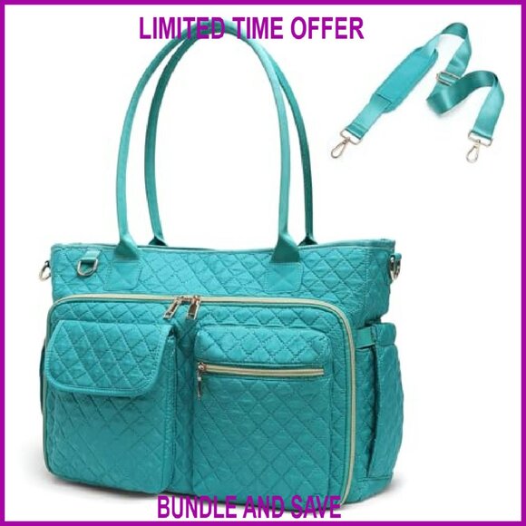 Large Convertible Tote Bag with Laptop Compartment & Insulated Pockets - Picture 2 of 8